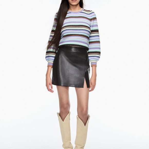 Aritzia Wilfred Patio Vegan Leather Mini Skirt Black 2 - Picture 2 of 7